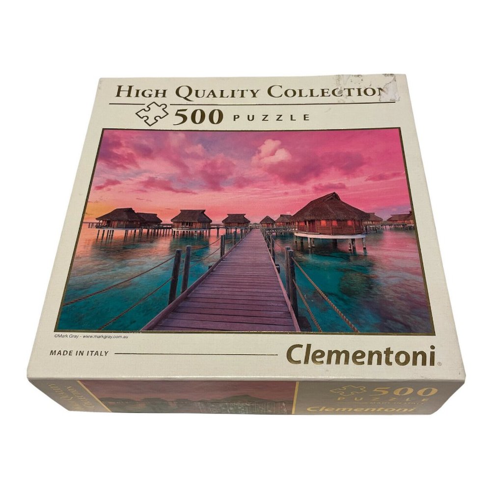 Clemontoni 500 Pcs Jigsaw Puzzle Colorful Paradise Italy Sunset Ocean Cabana